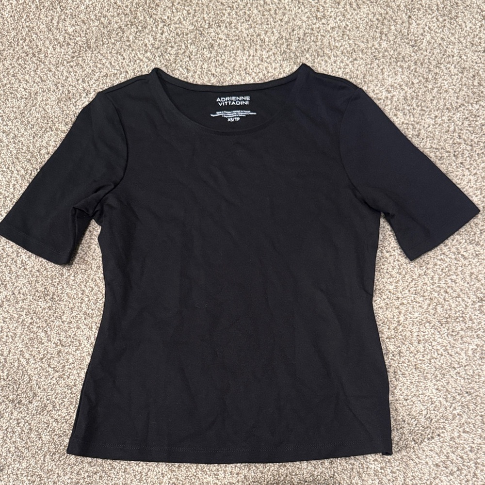 Adrienne Vittadini Classic Black Short Sleeve Top